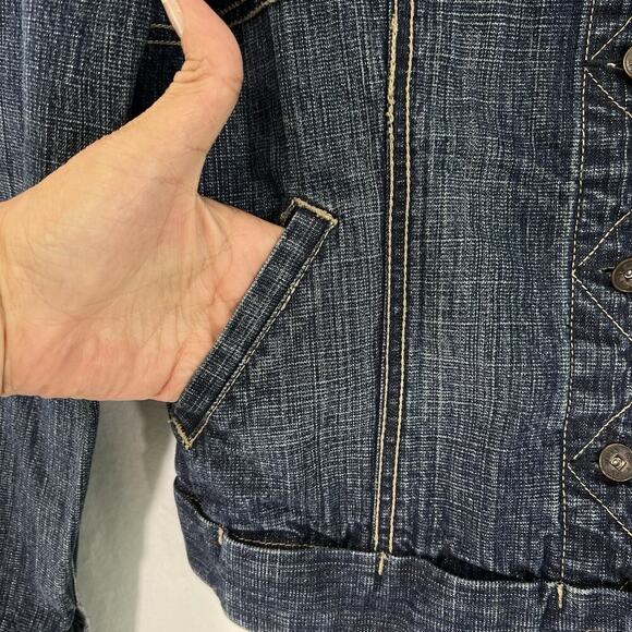 Marithe Francois Girbaud Y2K Jean Jacket Women Small Blue Denim Logo Trucker VTG - Picture 6 of 14